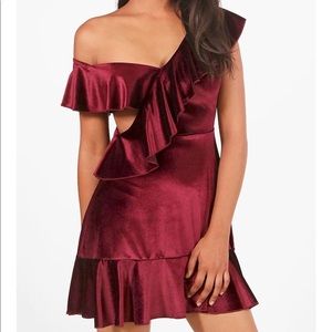 Boohoo velvet skater dress
